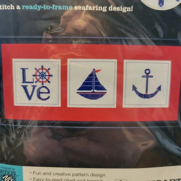 NWT artiste Nautical Coastal Counted Cross-stitch Kit, Red/White/Blue - Picture 2 of 6